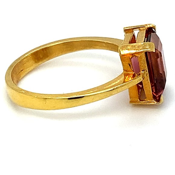 Rubellite 3.52ct Solid 22K Yellow Gold Ring - Picture 3 of 6